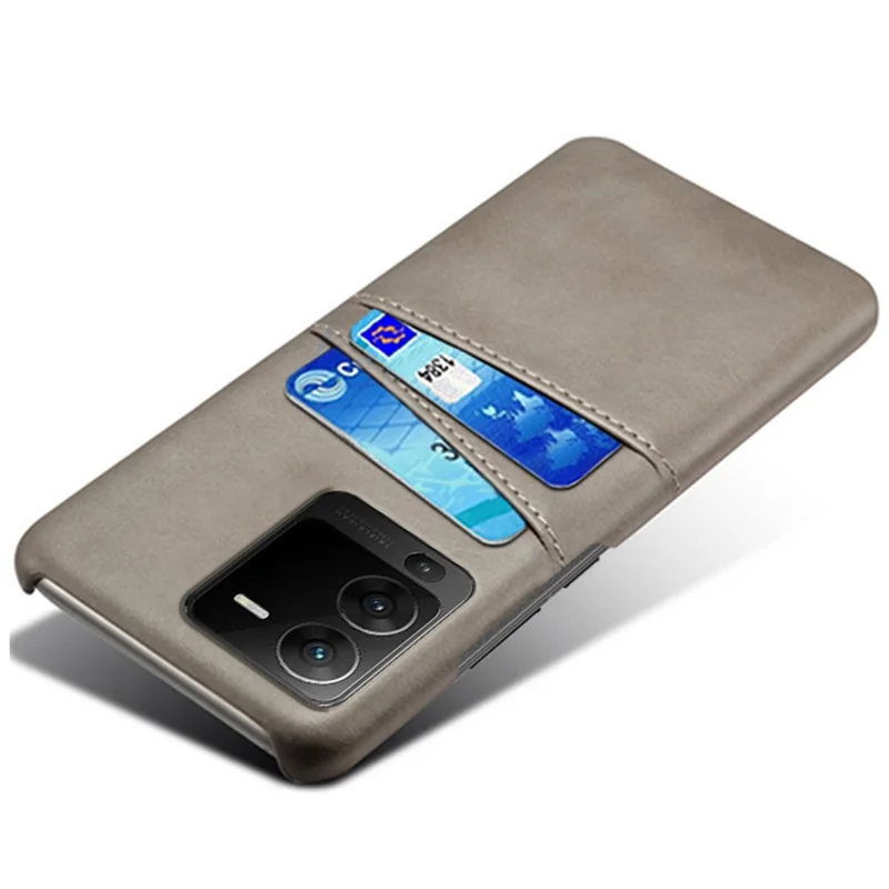 PU Leather + PC Phone Case for vivo S15 Pro 5G, Dual Card Slots Anti-scratch Protective Cover - Grey