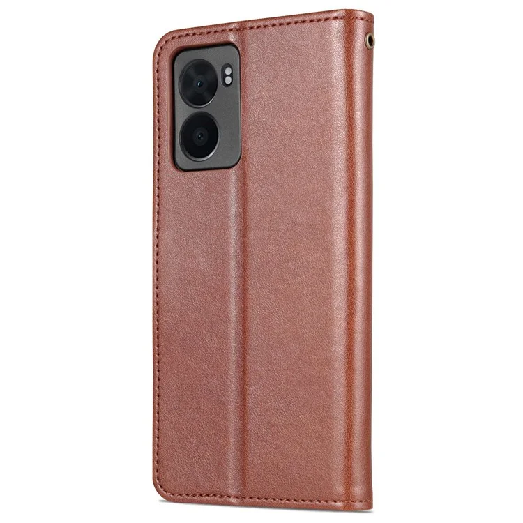 Azns Für Oppo A57 (2022) 5G / A77 5G Strukturierte PU Lederständer Flip Deckung Magnetverschluss Schocksicheres Schutzbrieftasche Hülle - Braun