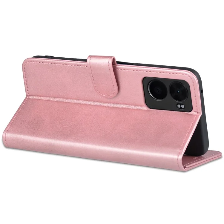 AZNS Per Oppo A57 (2022) 5G / A77 5G PU Leather Follio Case Stand Shock Affronta Shock TPU Shell Flip Cover Del Telefono Flip - Oro Rosa
