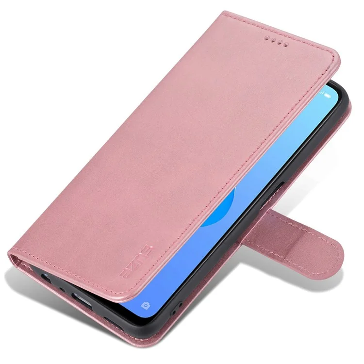 AZNS Per Oppo A57 (2022) 5G / A77 5G PU Leather Follio Case Stand Shock Affronta Shock TPU Shell Flip Cover Del Telefono Flip - Oro Rosa