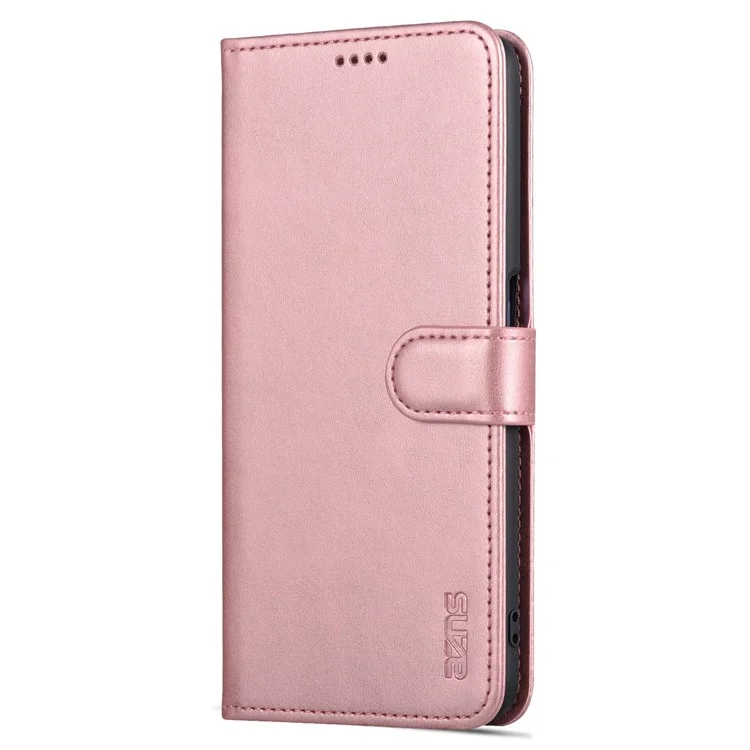 AZNS Per Oppo A57 (2022) 5G / A77 5G PU Leather Follio Case Stand Shock Affronta Shock TPU Shell Flip Cover Del Telefono Flip - Oro Rosa