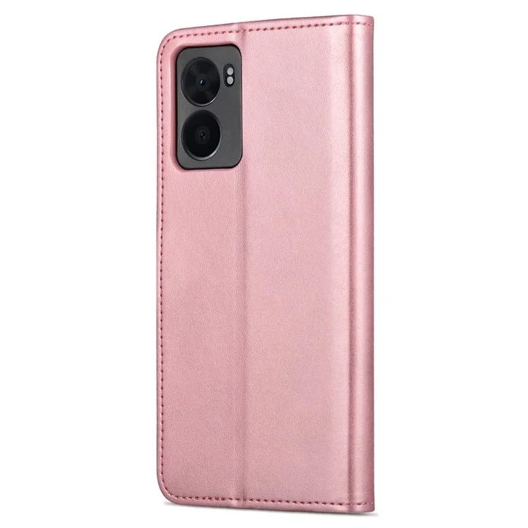 AZNS Per Oppo A57 (2022) 5G / A77 5G PU Leather Follio Case Stand Shock Affronta Shock TPU Shell Flip Cover Del Telefono Flip - Oro Rosa