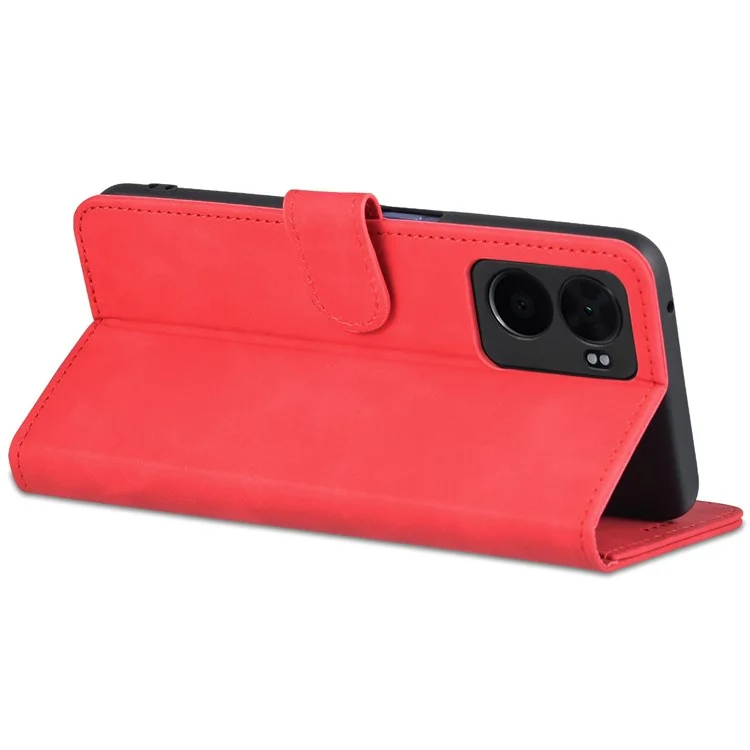 Azns Für Oppo A57 (2022) 5G / A77 5G PU Leder Folio Hülle Ständer Schockdes TPU Inner Shell Wallet Flip Telefonabdeckung - Rot