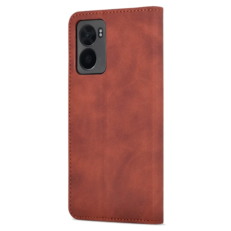 AZNS For Oppo A57 (2022) 5G / A77 5G / OnePlus Nord N300 5G PU Leather Folio Case Stand Shockproof TPU Inner Shell Wallet Flip Phone Cover - Brown