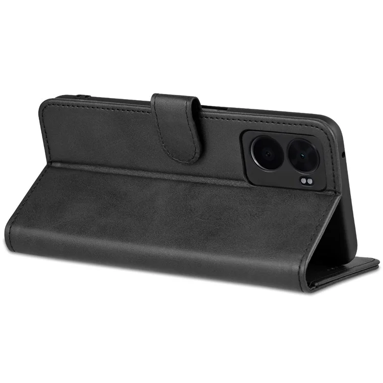 AZNS For Oppo A57 (2022) 5G / A77 5G / OnePlus Nord N300 5G PU Leather Folio Case Stand Shockproof TPU Inner Shell Wallet Flip Phone Cover - Black