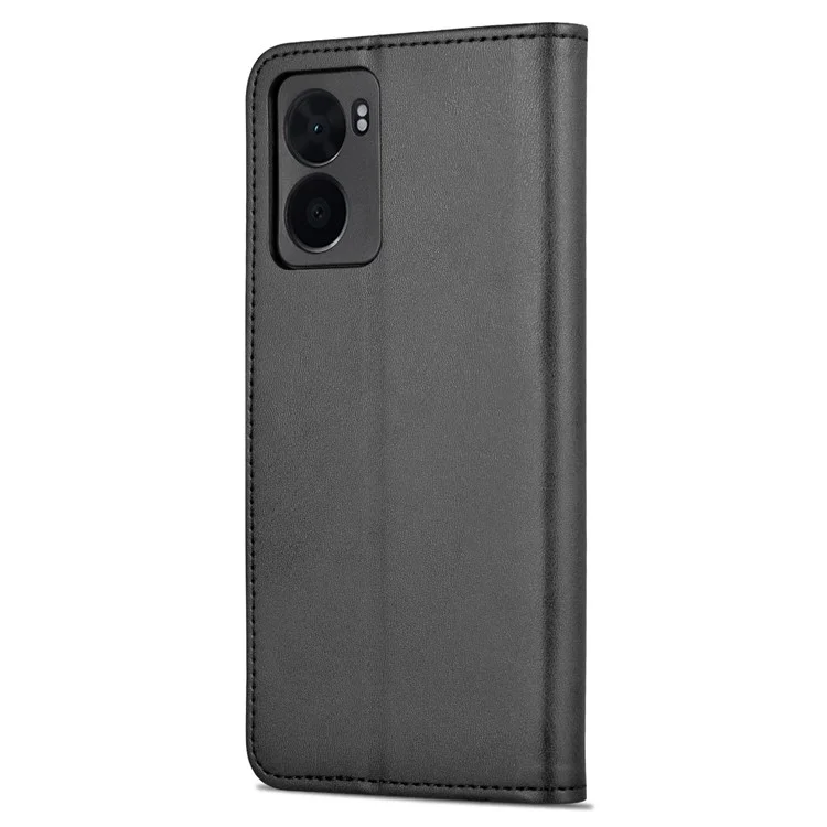 AZNS For Oppo A57 (2022) 5G / A77 5G / OnePlus Nord N300 5G PU Leather Folio Case Stand Shockproof TPU Inner Shell Wallet Flip Phone Cover - Black