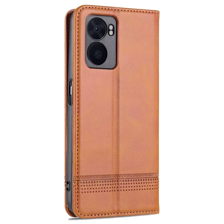 AZNS Para Oppo A57 (2022) 5G / A77 5G PU Caulha Tape de Capa de Cata - Castanho