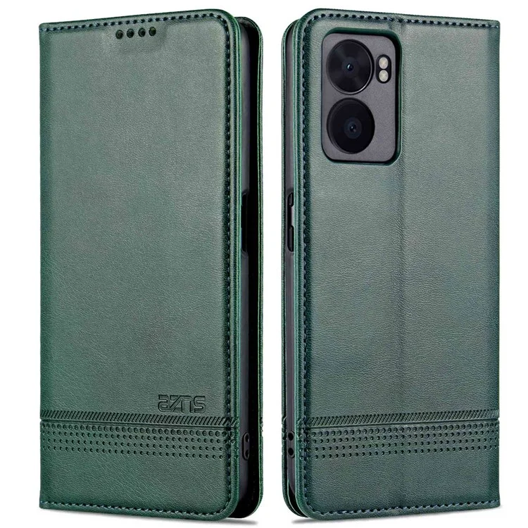 AZNS Para Oppo A57 (2022) 5G / A77 5G PU Caulha Tape de Capa de Cata - Verde Negruzco