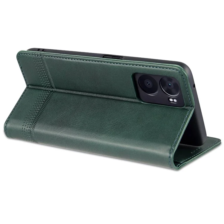 AZNS Para Oppo A57 (2022) 5G / A77 5G PU Caulha Tape de Capa de Cata - Verde Negruzco