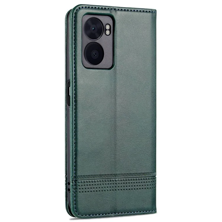 AZNS Para Oppo A57 (2022) 5G / A77 5G PU Caulha Tape de Capa de Cata - Verde Negruzco