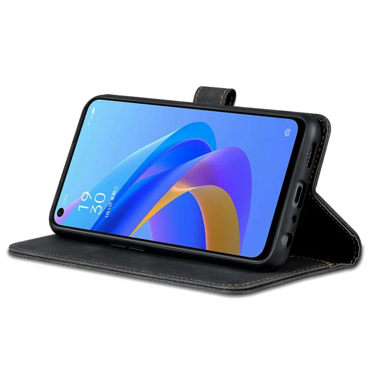 AZNS Per Oppo A57 (2022) 5G / A77 5G PU Leather Flip Follio Case Walet Closura Magnetica Copertina Protettiva Interno Resistente Agli Urti - Nero