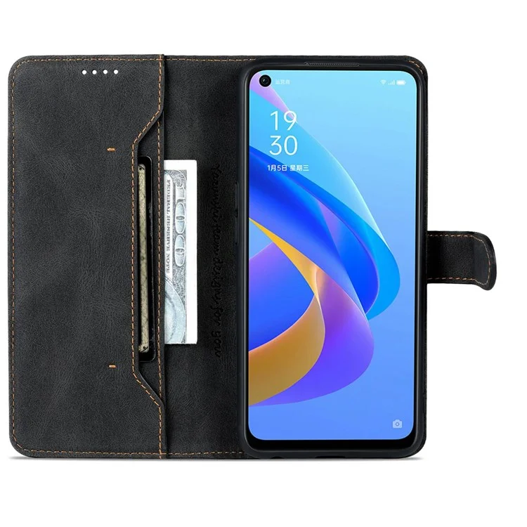 AZNS Per Oppo A57 (2022) 5G / A77 5G PU Leather Flip Follio Case Walet Closura Magnetica Copertina Protettiva Interno Resistente Agli Urti - Nero