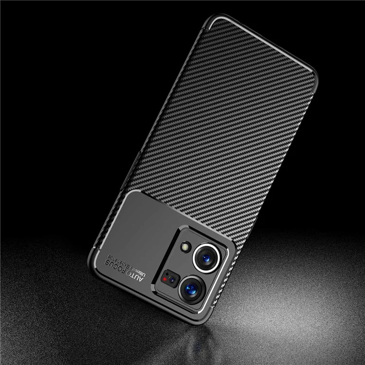 Pour Oppo Reno7 4G Minimaliste Soft TPU Skin Phone Case Texture Fibre de Carbone Absorption des Chocs Protection Cover - Noir