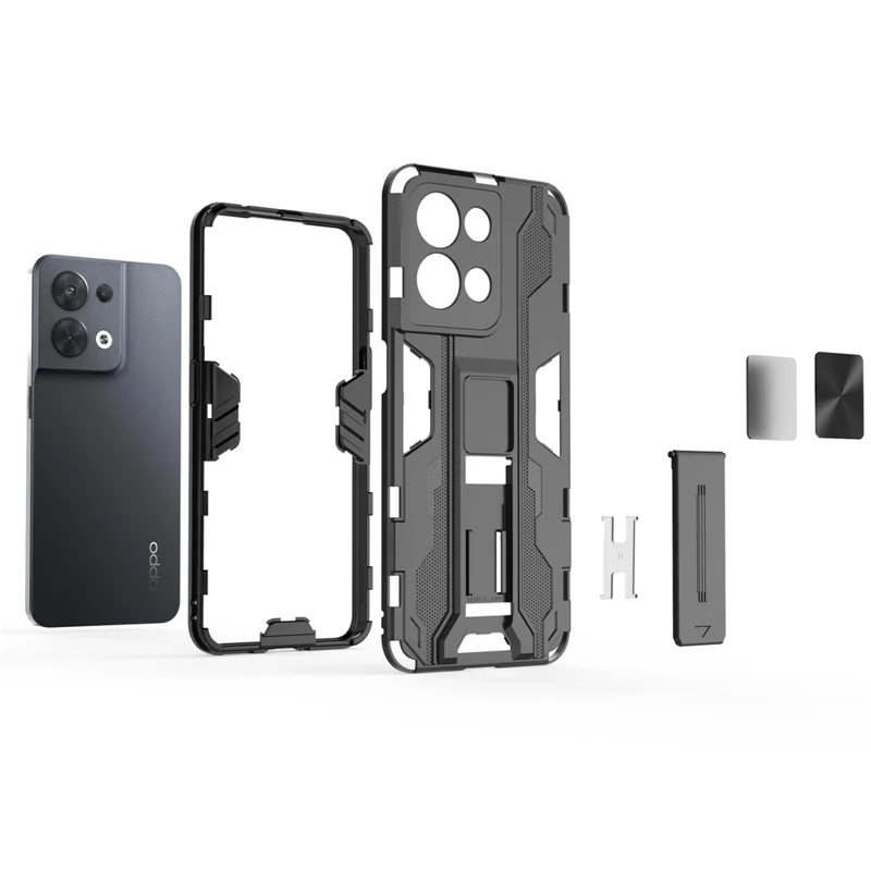 For Oppo Reno8 5G (Global Version) / Oppo Reno8 5G Hard PC Soft TPU Rugged Hybrid Case Heavy Duty Anti-fall Protective Shell with Kickstand - Green