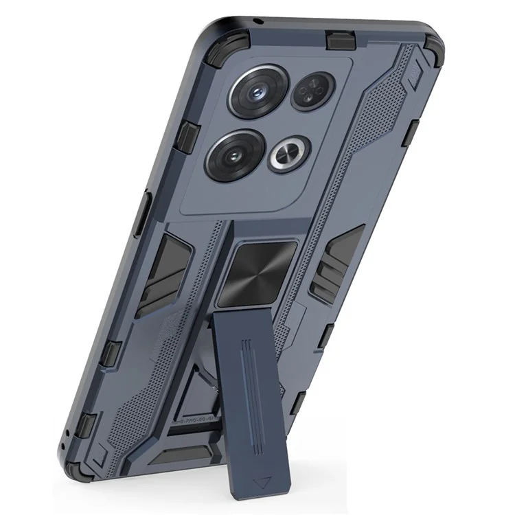 For Oppo Reno8 Pro 5G (Global Version) / Reno8 Pro+ (China) 5G All-inclusive Protection Hard PC Soft TPU Rugged Hybrid Case Heavy Duty Shell with Kickstand - Blue