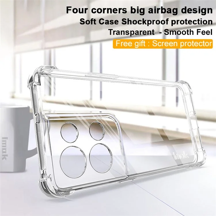 IMAK Für Oppo Reno8 Pro+ 5g / Reno8 Pro+ 5G (globale Version) Schocksicherer Schlankheitsfall TPU Phone Protector Airbag Anti-scratch Clear Deckung Mit Bildschirmschutz - Transparent