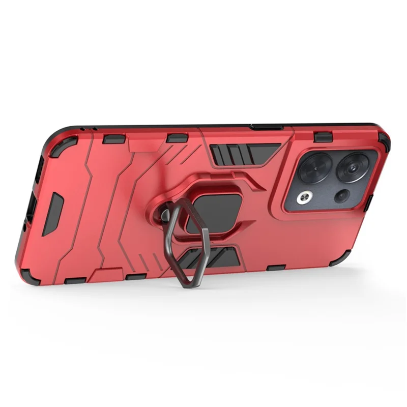 Ring Kickstand Drop-proof Phone Case for Oppo Reno8 5G (Global Version) / Oppo Reno8 5G, Soft TPU + Hard PC Hybrid Cover - Red