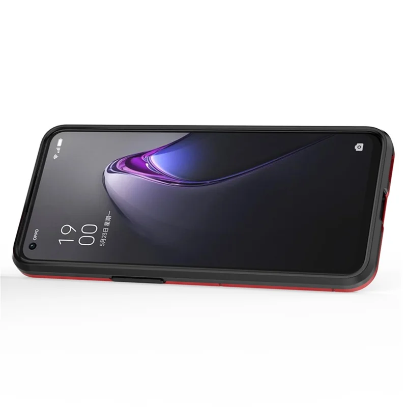Ring Kickstand Drop-proof Phone Case for Oppo Reno8 5G (Global Version) / Oppo Reno8 5G, Soft TPU + Hard PC Hybrid Cover - Red