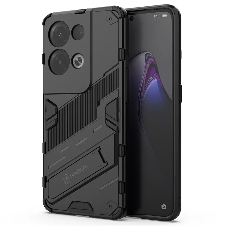 For Oppo Reno8 Pro+ (China) 5G / Reno8 Pro 5G (Global) Soft TPU Hard PC Case Kickstand Back Cover - Black