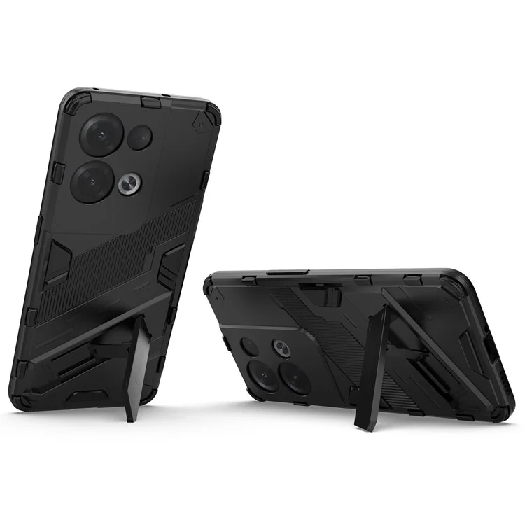 For Oppo Reno8 Pro+ (China) 5G / Reno8 Pro 5G (Global) Soft TPU Hard PC Case Kickstand Back Cover - Black