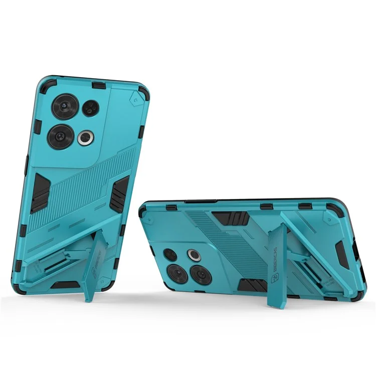 For Oppo Reno8 Pro 5G (Global Version) / Reno8 Pro+ (China) 5G TPU+PC Mobile Phone Case Kickstand Cover - Baby Blue