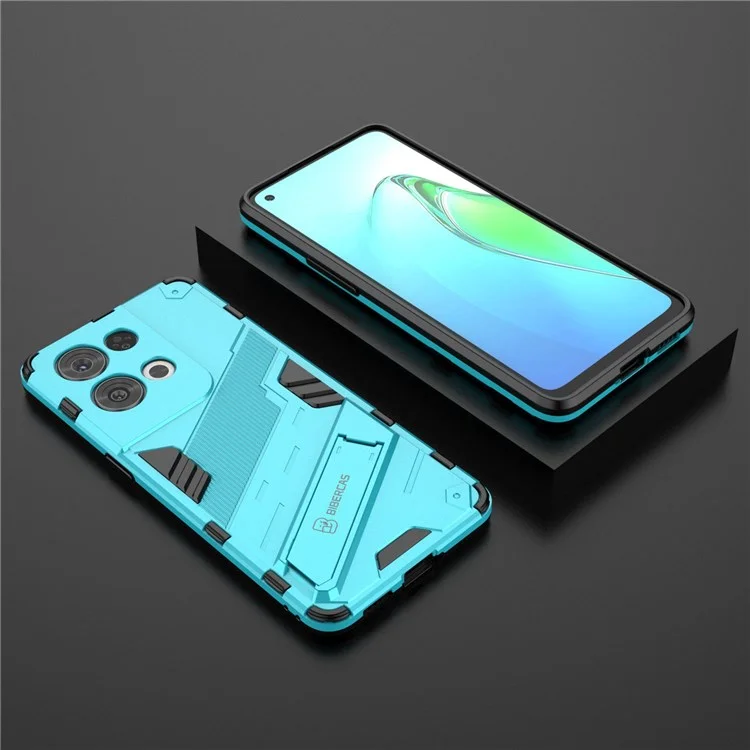 For Oppo Reno8 Pro 5G (Global Version) / Reno8 Pro+ (China) 5G TPU+PC Mobile Phone Case Kickstand Cover - Baby Blue