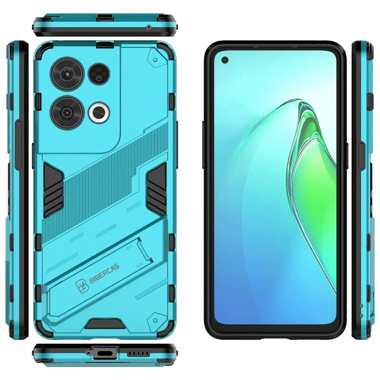 For Oppo Reno8 Pro 5G (Global Version) / Reno8 Pro+ (China) 5G TPU+PC Mobile Phone Case Kickstand Cover - Baby Blue
