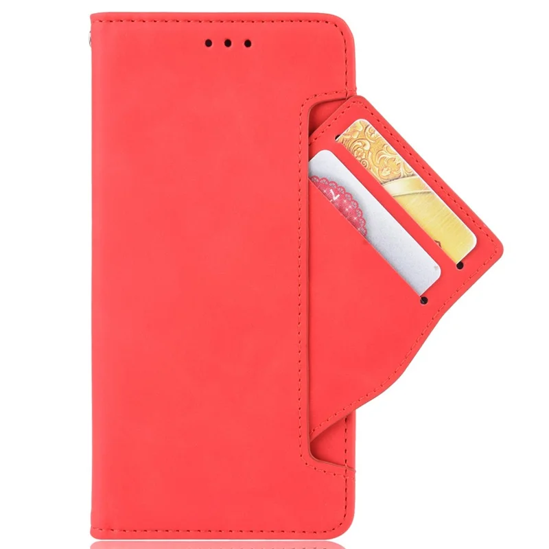 Cover portafoglio stand in ecopelle anti-caduta per Oppo Reno8 Pro (Cina) 5G con multi slot per carte - Rosso