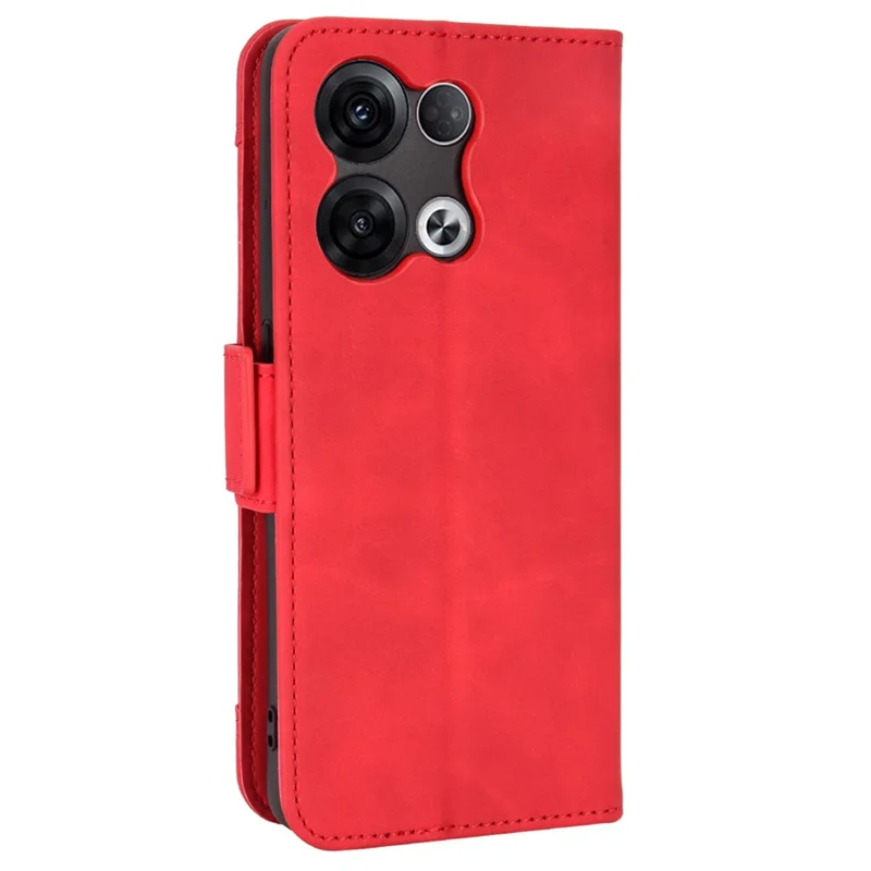 Cover portafoglio stand in ecopelle anti-caduta per Oppo Reno8 Pro (Cina) 5G con multi slot per carte - Rosso