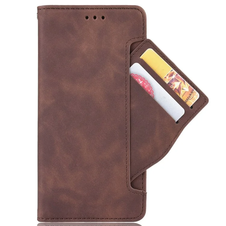 For Oppo Reno8 Pro+ 5G / Reno8 Pro+ 5G (Global Version) PU Leather Stand Phone Case Folio Flip Wallet Cover with Multiple Card Slots - Brown