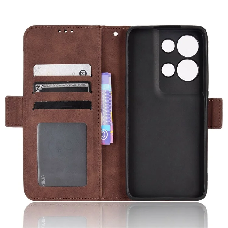 For Oppo Reno8 Pro+ 5G / Reno8 Pro+ 5G (Global Version) PU Leather Stand Phone Case Folio Flip Wallet Cover with Multiple Card Slots - Brown