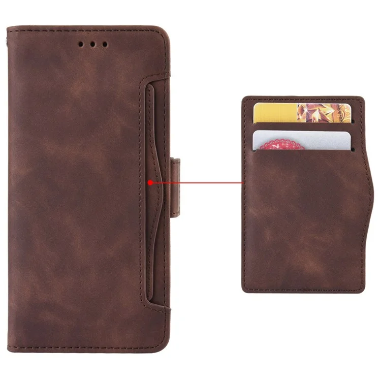 For Oppo Reno8 Pro+ 5G / Reno8 Pro+ 5G (Global Version) PU Leather Stand Phone Case Folio Flip Wallet Cover with Multiple Card Slots - Brown