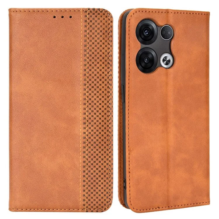 For Oppo Reno8 Pro+ 5G / Reno8 Pro+ 5G (Global Version) Retro Texture PU Leather Stand Wallet Cover Magnetic Auto Closing Phone Case - Brown