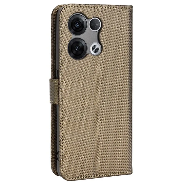 Anti-scratch Diamond Texture Case for Oppo Reno8 5G / Reno8 5G (Global Version), PU Leather Stand Cover Wallet Flip Phone Shell - Brown