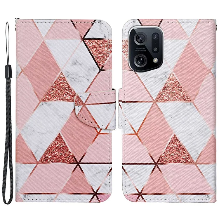 Case di Cuoio Per Stampare Motivi Incrociati Per Oppo Trova X5, Coperchio Telefono Protettivo Del Portafoglio Con Cinturino Con Cinturino - Pattern di Marmo