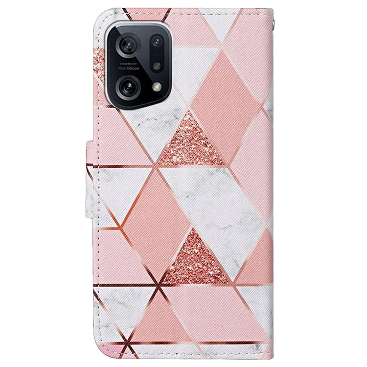 Case di Cuoio Per Stampare Motivi Incrociati Per Oppo Trova X5, Coperchio Telefono Protettivo Del Portafoglio Con Cinturino Con Cinturino - Pattern di Marmo