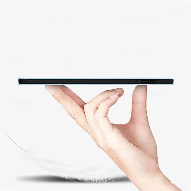 For Realme Pad X Shockproof Folio Flip Anti-fall Tri-fold Stand PU Leather + TPU Tablet Cover Case - Black
