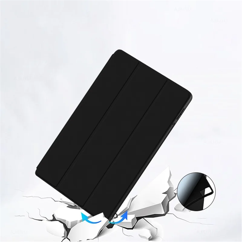 For Realme Pad X Shockproof Folio Flip Anti-fall Tri-fold Stand PU Leather + TPU Tablet Cover Case - Grey