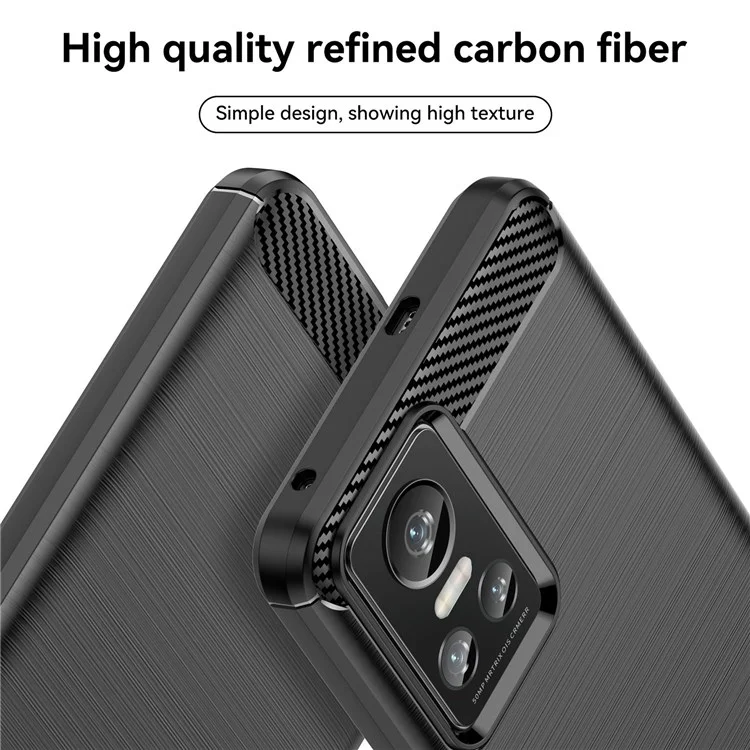 Brushed Surface Phone Case for Realme GT Neo3, Light Slim TPU Phone Case Carbon Fiber Texture Cover - Black