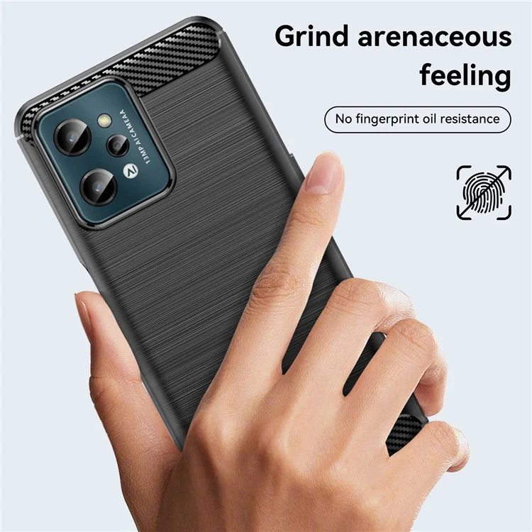 Per Realme C31 Light Thin TPU Phone Case Carbon Fiber Texture Brushed Surface Anti-fall Cover - Black