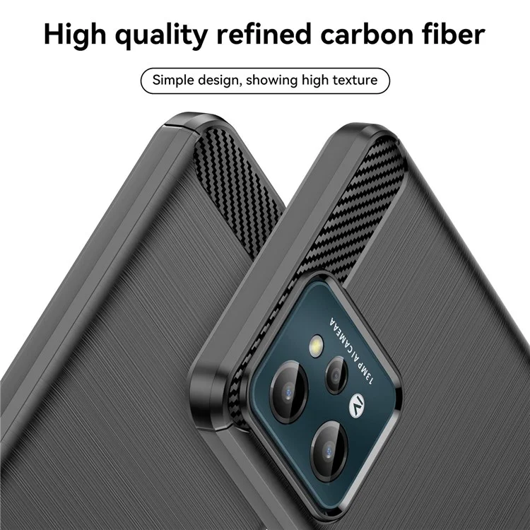 Per Realme C31 Light Thin TPU Phone Case Carbon Fiber Texture Brushed Surface Anti-fall Cover - Black