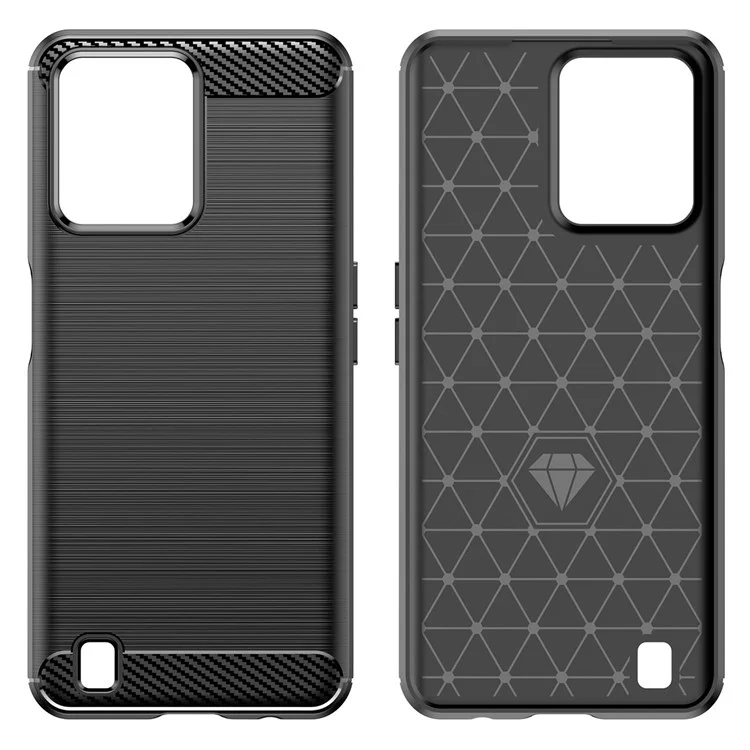 Per Realme C31 Light Thin TPU Phone Case Carbon Fiber Texture Brushed Surface Anti-fall Cover - Black