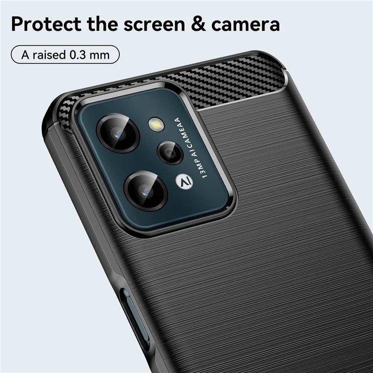 Per Realme C31 Light Thin TPU Phone Case Carbon Fiber Texture Brushed Surface Anti-fall Cover - Black