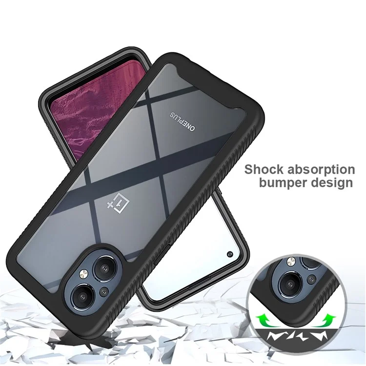Pour OnePlus Nord N20 5G/Oppo Reno7 Z 5G/Reno7 Lite 5G/Reno8 Lite 5G Coque hybride PC dur + TPU souple 3-en-1 antichoc Housse de téléphone avec protecteur d'écran PET - Noir