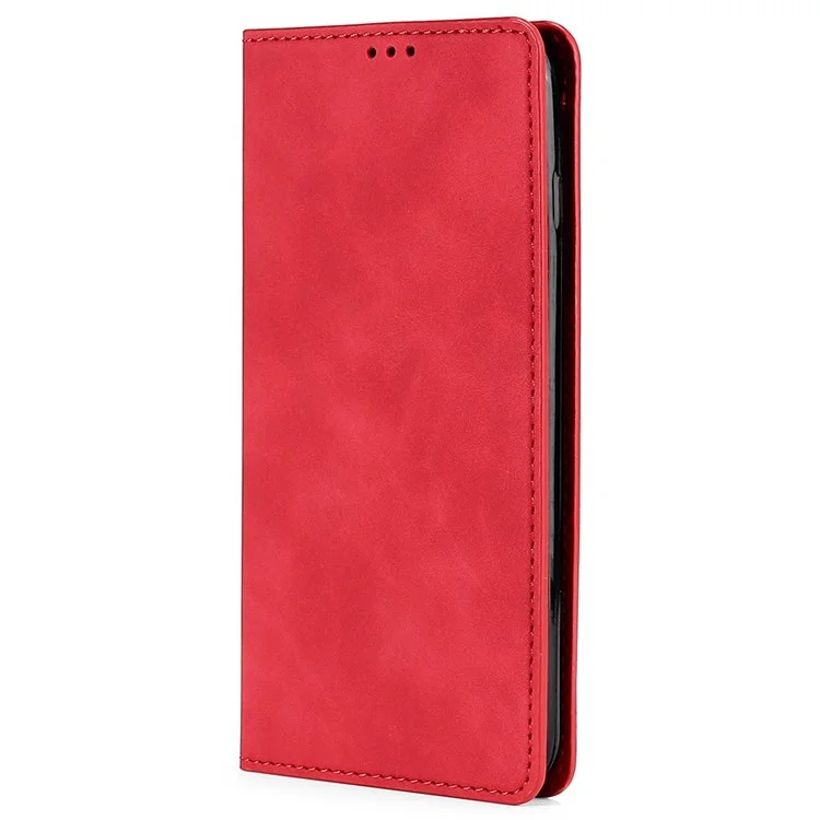 Für Oppo Reno8 Pro+ 5g / Reno8 Pro 5G (globale Version) Telefonkoffer Bag Brieftasche Hauttouch Feeling Schocksicheres Pu-lederkartenhalter Magnetischer Telefonständer Cover - Rot