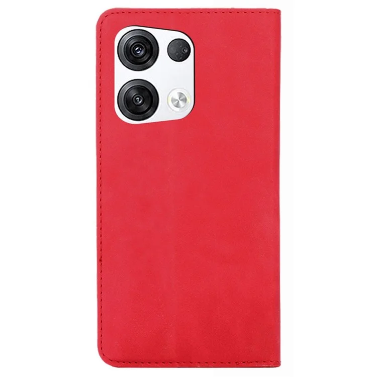 For Oppo Reno8 Pro+ (China) 5G / Reno8 Pro 5G (Global Version) Phone Case Bag Wallet Skin-touch Feeling Shockproof PU Leather Card Holder Magnetic Phone Stand Cover - Red