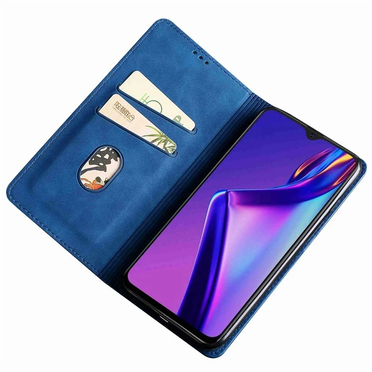 Для Oppo Reno8 Pro+ (Китай) 5G / Reno8 Pro 5G (Глобальная версия) Чехол для телефона Сумка Бумажник Кожа с тактильным ощущением Противоударный PU Кожаный держатель для карт Магнитная подставка для телефона Чехол - Синий