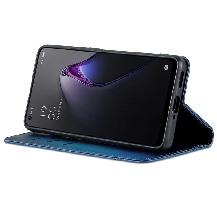 AZNS Für Oppo Reno8 Pro 5G (globale Version) / Reno8 Pro+ 5g Vollschutz PU Leder Magnetische Schließung Telefon Hülle Wallet Stand Flip Cover - Dunkelblau