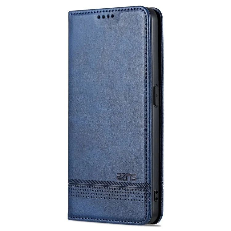 AZNS For Oppo Reno8 Pro 5G (Global Version) / Reno8 Pro+ (China) 5G Full Protection PU Leather Magnetic Closure Phone Case Wallet Stand Flip Cover - Dark Blue