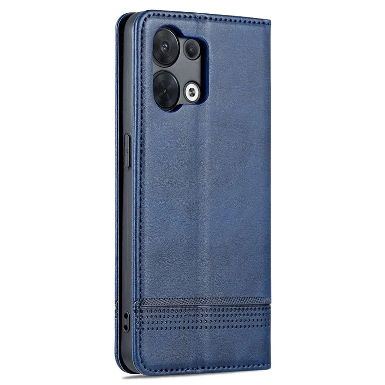 AZNS For Oppo Reno8 Pro 5G (Global Version) / Reno8 Pro+ (China) 5G Full Protection PU Leather Magnetic Closure Phone Case Wallet Stand Flip Cover - Dark Blue